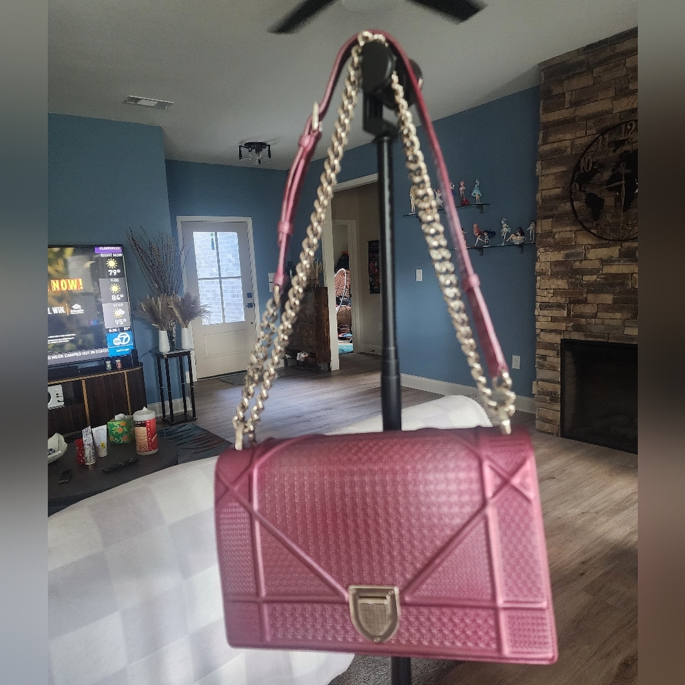 CHRISTIAN DIOR Diorama Metallic Pink Medium Shoulder Bag Or Crossbody Bag